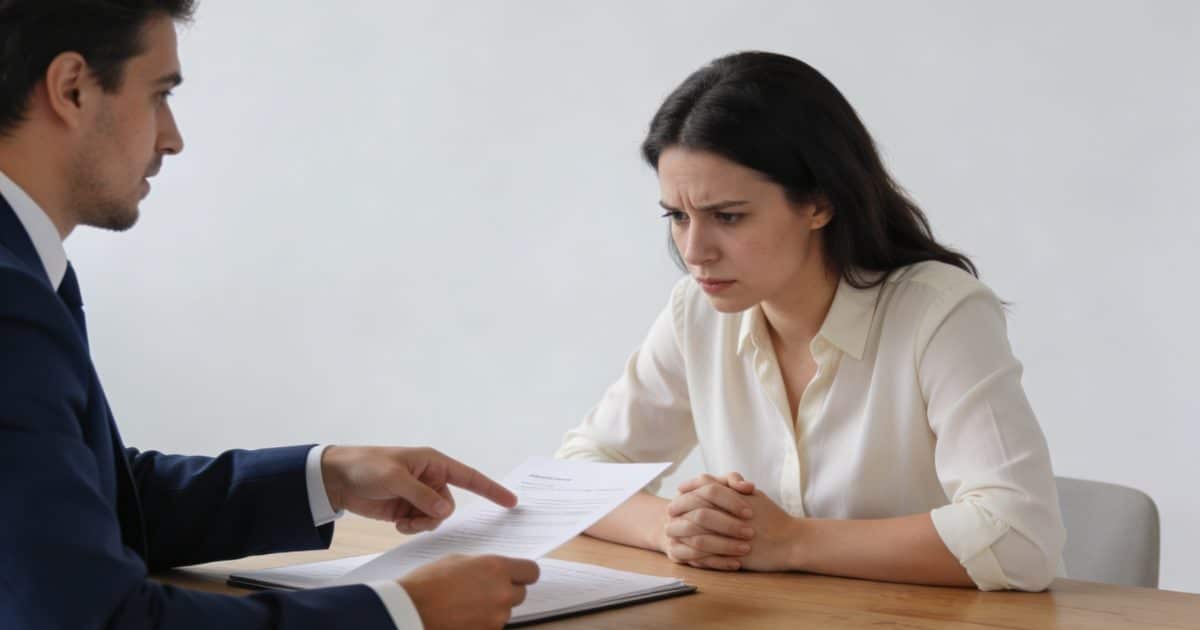 agent immobilier explique contrat devant proprietaire soucieux