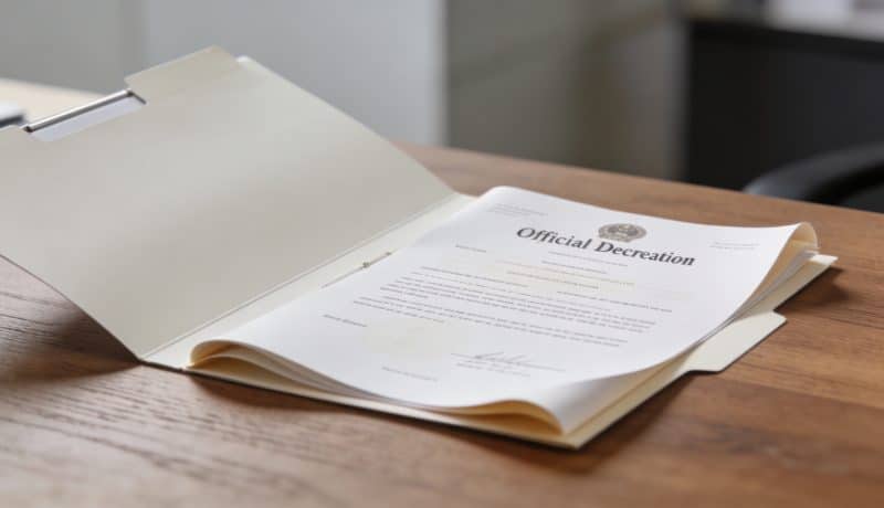 dossier apl ouvert sur bureau avec decret officiel