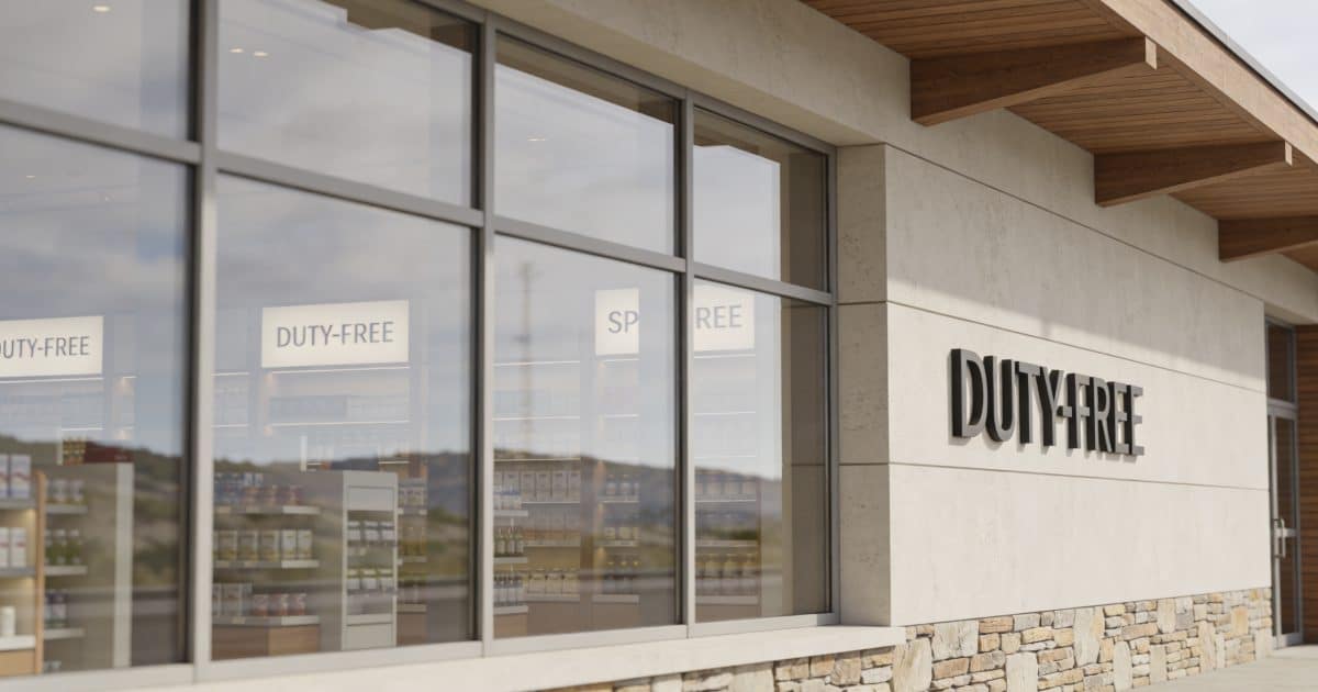 façade de boutique duty free a la frontiere espagnole