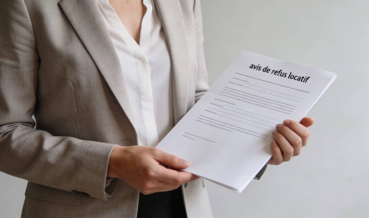 proprietaire debout devant avis de refus locatif